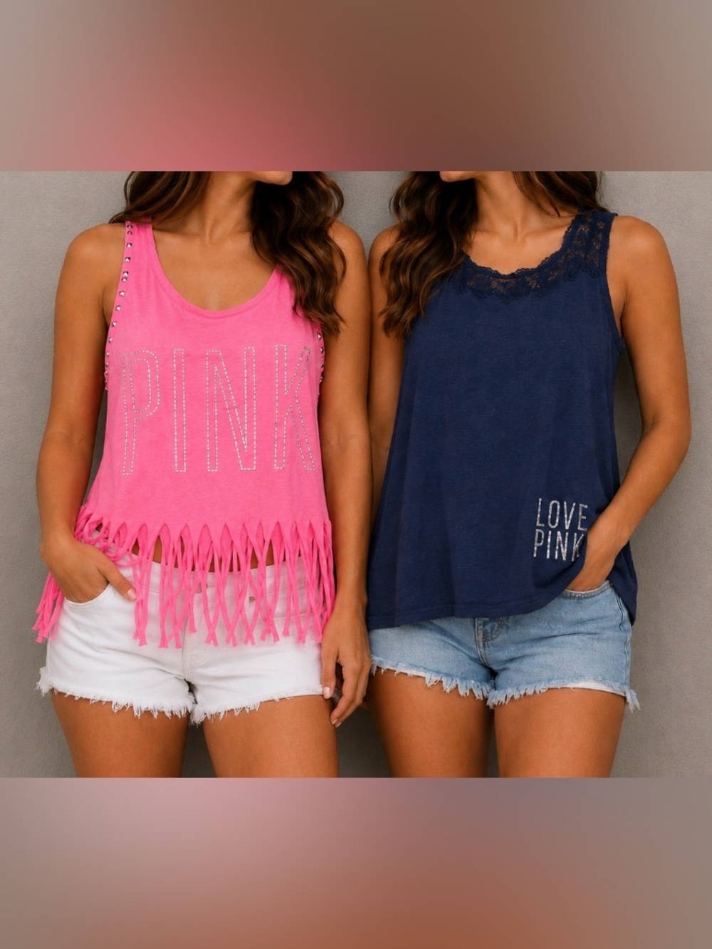 Pink VS Victoria Secret Pink Tank Tops Vintage Festival Lace Small Bundle Y2K